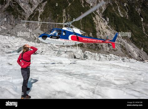 Helicopter Landing Franz Joseph Glacier South Island New Zealand