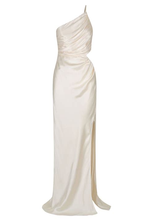 La Lune Asymmetrical Gathered Maxi Dress Cream Gathered Maxi Dress