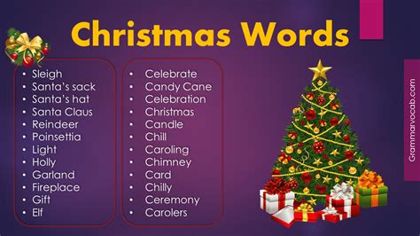 List Of Christmas Words From A To Z Grammarvocab