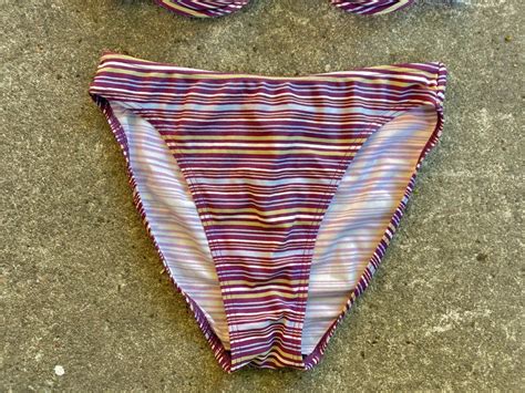 Vintage 1990s Bikini Striped Purple Green Tropical Underwired Etsy