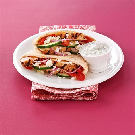 Greek Grilled Chicken Pitas Recipe Taste Of Home