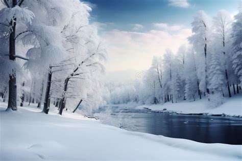 Winter Wonderland Festive Holiday Forest Landscape Stock Illustration ...