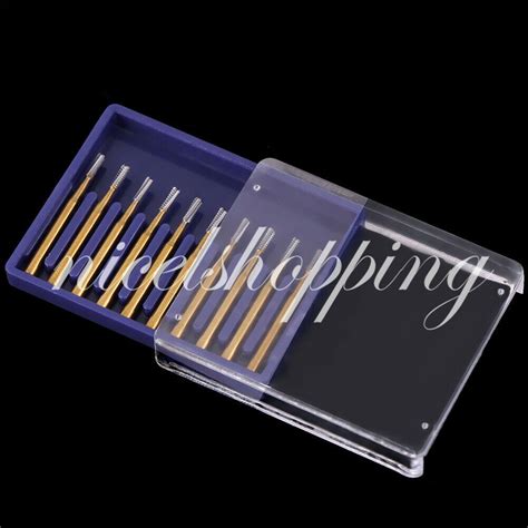 10 Pcs Set High Speed Dental Tungsten Steel FG 1957 Crown Metal Cutting