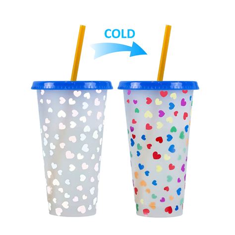 24oz Color Changing Cups With Lids And Straws Clearance Daily Deals