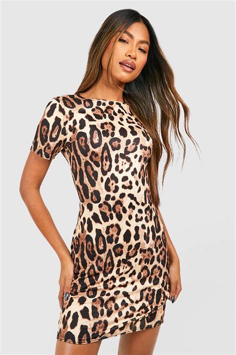 Leopard Print Cap Sleeve Mini Dress Boohoo Uk