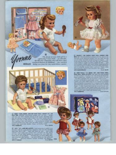 1958 Paper Ad 4 Pg Yvonne Doll Dolls Bebe Tears Nancy Sleeping Beauty