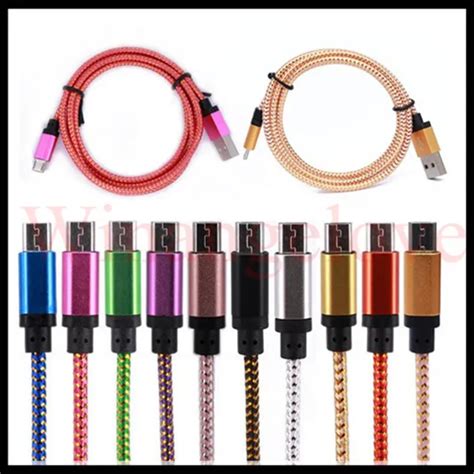 1m Aluminum Alloy Fabric Braided Nylon Micro Usb Data Charger Cable Accessory Bundles For