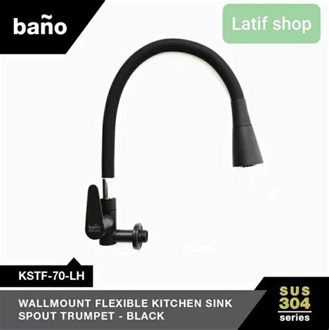 Jual Kran Kitchen Sink Stainless Hitam Dinding Kran Angsa Flexible