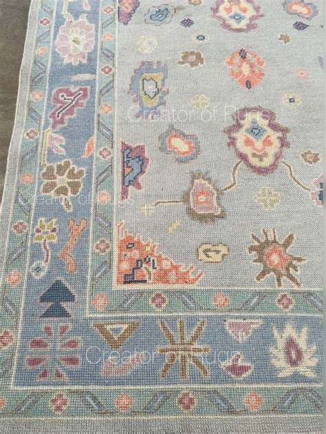 X Blue Turkish Oushak Area Rug Green Oushak Rug Handmade Etsy