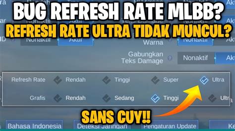 Refresh Rate Ultra Tidak Muncul Fps Mobile Legend Penjelasan