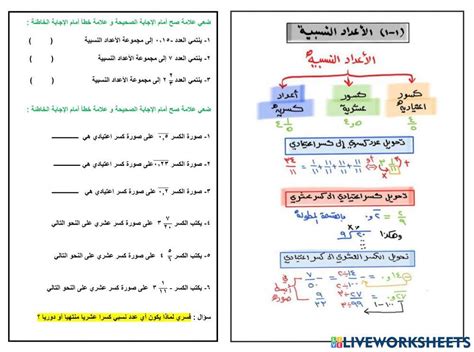 الاعداد النسبية Interactive Activity Live Worksheets