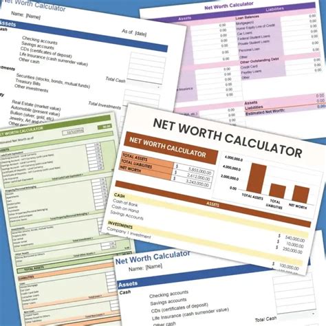 Net Worth Calculator Worksheets