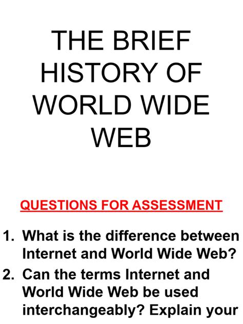 History Of World Wide Web Pdf World Wide Web Internet And Web