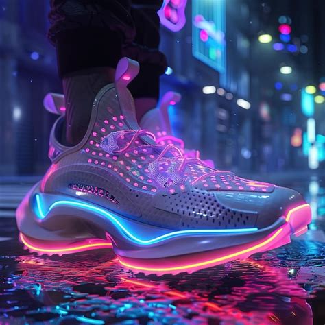 Premium Photo A Pair Of Shoes With Neon Lights On Them