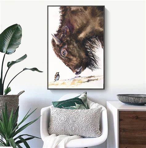 Bison Buffalo Print Buffalo Watercolor Yellowstone | Etsy