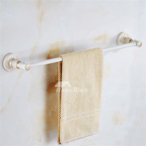 Modern Towel Bar Carved White Wall Mount Painting Zinc Alloy