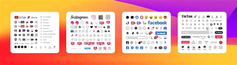 Premium Vector Instagram Facebook Tik Tok Youtube Buttons Icon Set