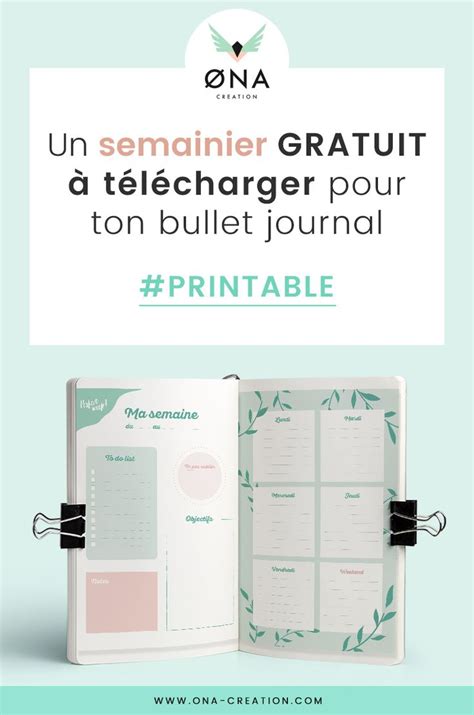 Semainier gratuit à télécharger pour ton Bullet journal ONA