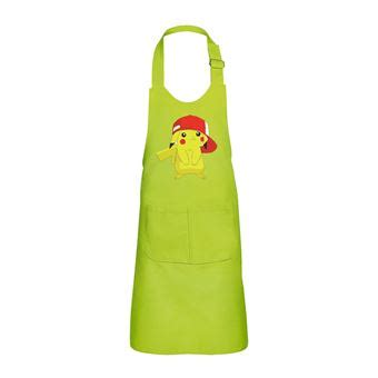 Fabulous Tablier Cuisine Enfant 2 Poches Vert Pokemon Pikachu Casquette