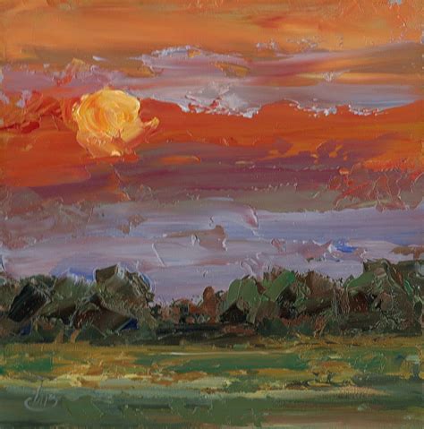 Tom Brown Fine Art Sunset Oil Painting By Tom Brown