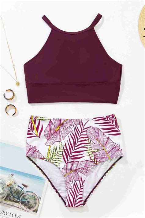 Angelsin Y Ksek Bel Bask L Tankini Bikini Tak M Bordo Bikini Tak M