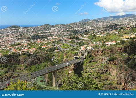 Aerial View Of Funchal Road And Tunnel Madeira Stock Photo Image Of