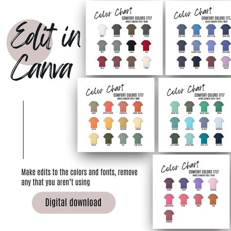 Comfort Colors 1717 Colour Chart Canva Template Tshirt Comfort Colors