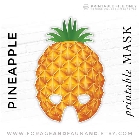 Pineapple Tropical Fruit Printable Party Mask | Tropical Fruit Mask