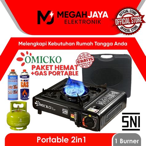 Jual Cod Ready Omicko Welhome Kompor Portable In Paket Gas