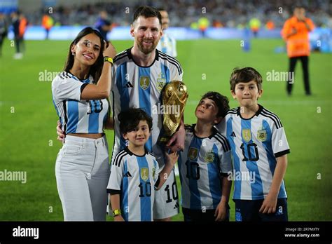 lionel messi world champion   family stock photo alamy
