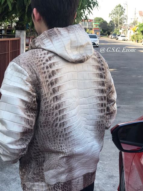 Alligator Skin Hooded Leather Jacket