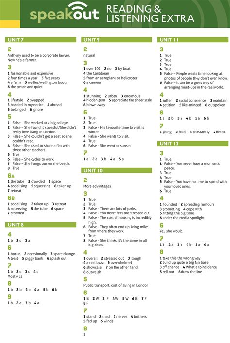 Speakout Pre Intermediate Reading Listening Extra Answer Key A