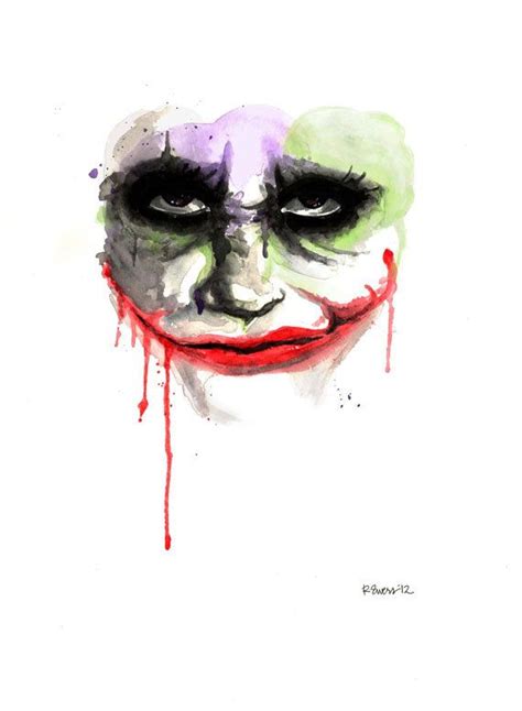 8x10 The Joker Watercolor Drip Painting Print Etsy Aquarelle Et