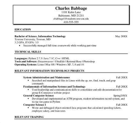 15 Information Technology Resume Templates Pdf Doc Free And Premium