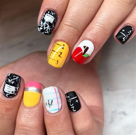 33 Awesome Teacher Nail Art Ideas To Try Asap Teacher Nail Art