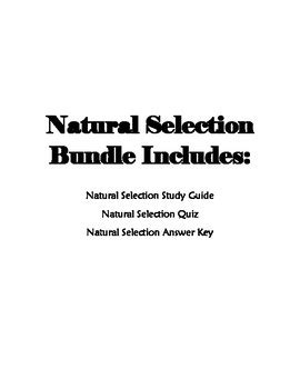 Natural Selection Study Guide Quiz And Answer Key By The Trusted Teacher