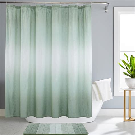 Reeple Ombre Textured Shower Curtain Set With Rugs For Bathroom 72 X 72 Inch