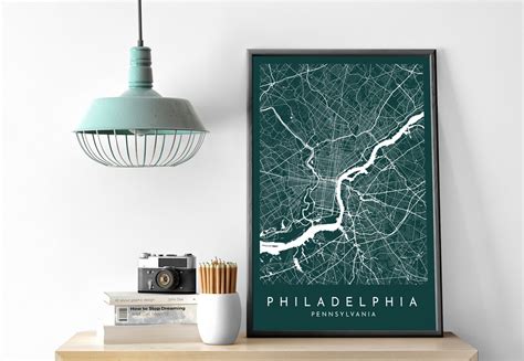 PHILADELPHIA City Map PRINTABLE Color Wall Art Poster Modern - Etsy