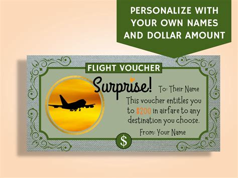 Flight Voucher Gift Reveal Certificate, Travel Surprise Gift Card ...