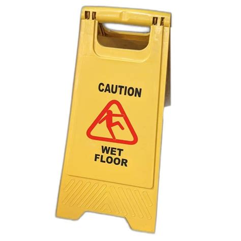 Yellow Plastic Wet Floor Caution Sign Board For Hotel And Hospital At