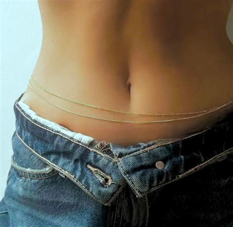 K Gold Waist Chain Belly Chain Bikini Body Jewelry Pearl Beaded Dainty Bod Chain