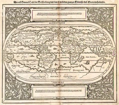 The World By Sebastian M Nster Sanderus Antique Maps Antique Map