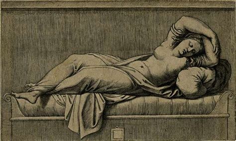 Marcantonio Cleopatra Lying Partly Naked On A Bed Where She Appears