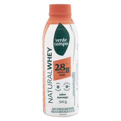 Iogurte Desnatado Morango Zero Lactose Verde Campo Natural Whey G De