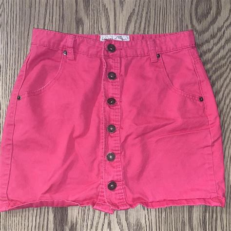 Vintage Pink Denim Skirt Depop