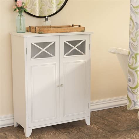 Beachcrest Home Woodley Wooden Floor Cabinet With Cross Moulding And