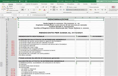 Bilancio Enti Del Terzo Settore Excel FISCOeTASSE