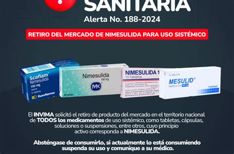 Alerta sanitaria INVIMA ordenó retirar del mercado medicamentos de uso