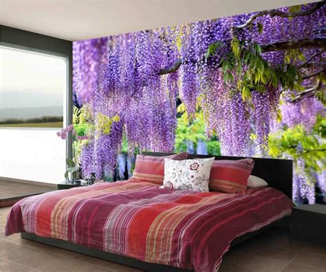 Beibehang Mural Custom Size Background Photography Purple Flower Vine