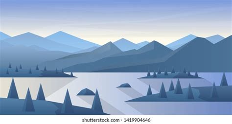 Vector Minimalist Wallpaper Flat Design Landscape Stock Vector (Royalty ...